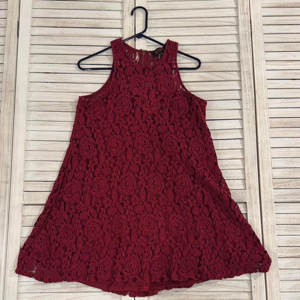 Red lace, country style dress